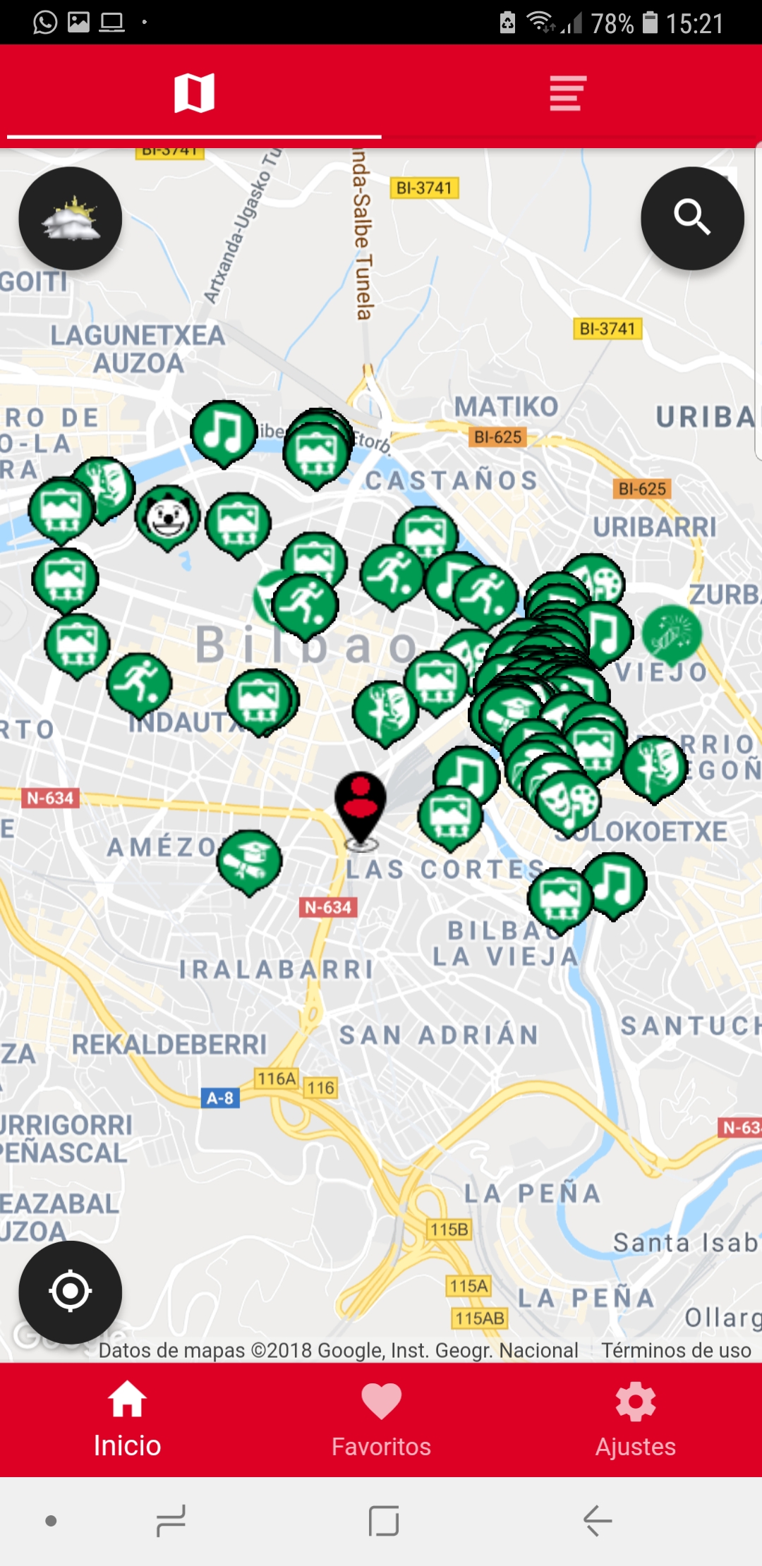 Mapa eventos Fiestas de Bilbao, Aste Nagusia 2018